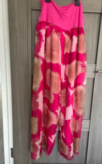 Pink patterned wide-leg trousers (12-14)