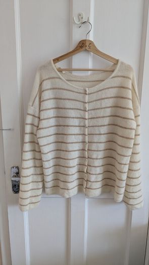 Sezane LA maille Cardigan cream and gold