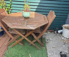 garden table and 3 chairs