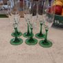 Fabulous Set of Six Mid Century Champagne Flutes with Green Stems - Perfect for Celebrating St. Patrick's Day or Any Other Special Occasion! Image 3
