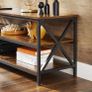 TV cabinet, lowboard for TVs up to 65 inches, 147 x 40 x 50 cm, TV table with open compartments, X-shaped struts, industrial design, vintage brown-black Image 2