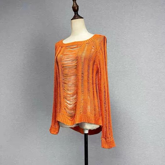 Designer Distressed Knit Sweater Size M