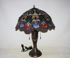 Rustic Large Stained Glass, Tiffany Style Table Lamp
