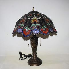 Rustic Large Stained Glass, Tiffany Style Table Lamp