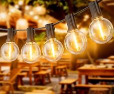 150FT/45M Festoon Lights with Shatterproof G40 Vintage Edison Bulbs, Garden Lights Waterproof for Porch, Deck, Garden, Backyard, Balcony, 2700K Warm White