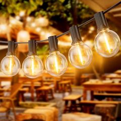 150FT/45M Festoon Lights with Shatterproof G40 Vintage Edison Bulbs, Garden Lights Waterproof for Porch, Deck, Garden, Backyard, Balcony, 2700K Warm White