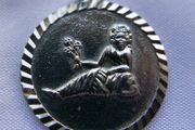 Vintage  Silver  Virgo Charm, Zodiac Sign Virgin, Old Astrology Medal Pendant, 1" -  3,91g