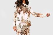 Tonal Sequin Split Side Midaxi Skirt