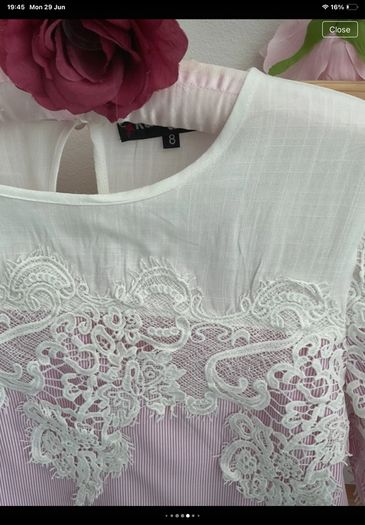 short sleeve pink & white top uk size 8 rant & rave brand