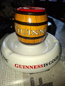 Beautiful Ceramic Guinness Barrel Ashtray Ideal Prop for Display, Stage, movies, Plays or Photos