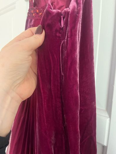 Monsoon Girls Burgundy Crushed Velvet Dress