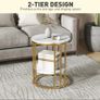 Set of Two Marble-Effect Coffee Tables - White/Gold-Tone Image 3