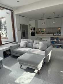 L-Shaped Sofa with grey matching cushions