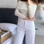 Zara ruched cotton fine knit top off the shoulder size S Image 2