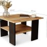 Coffee Table Oak Black Modern Living Room Table 60 x 60 x 45 cm - Square, Stable & Practical with Shelf - Compact Sofa Table, Robust and Easy to Clean Image 2