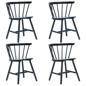 Dining Chairs 4 pcs Black Solid Rubber Wood