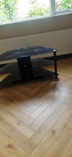 TV Stand black glass chrome