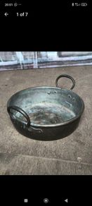 Large Antique Heavy Solid Copper Preserving Jam Pan (14")