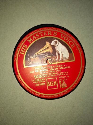 The Hugo Wolf Society Classical Music Series 12-inch 78 RPM released by His Master's Voice (HMV) 1945 postage available