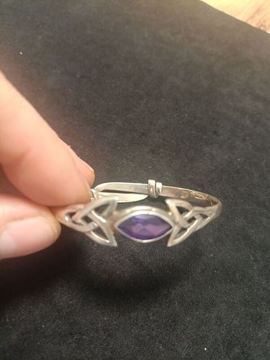 Celtic Silver Bracelet With Amethyst 925