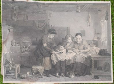 Antique The Cut Finger 1840 by David Wilkie Antique Print | Antico Gallery