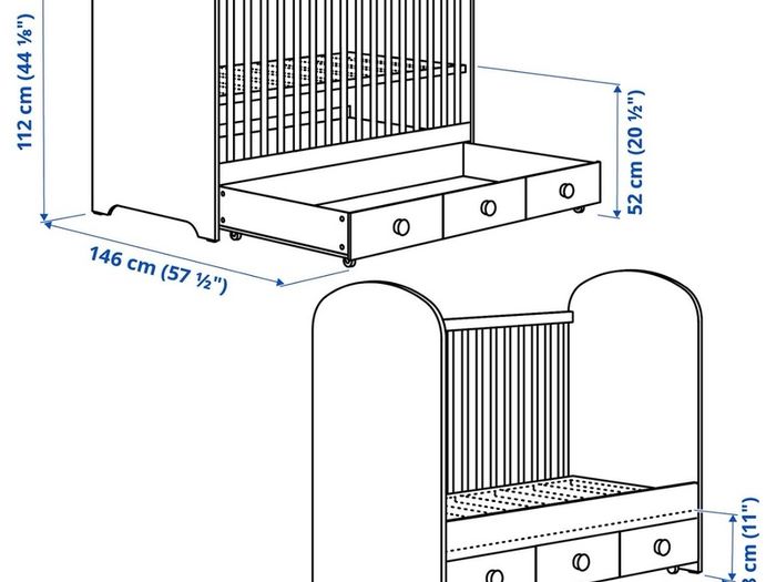 Cot Bed Ikea Gonatt Grey Kildare/offaly Border