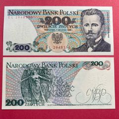 Poland  200. Zlotych.  1988  Pick  144e.  ( Uncirculated )