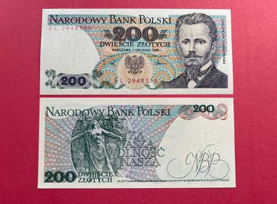 Poland  200. Zlotych.  1988  Pick  144e.  ( Uncirculated )