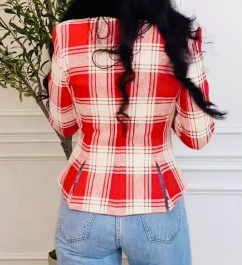 New Zara ZW Collection Fitted Check Jacket blazer
