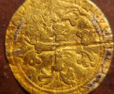 Cheap Hammered Gold Coin! French Charles 7th Demi Ecu, 1422-1461. OFFERS WELCOME.