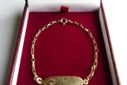 Vintage Solid 9K Gold Tennis Id Nameplate Link   Bracelet length 7,5" - 2,2g
