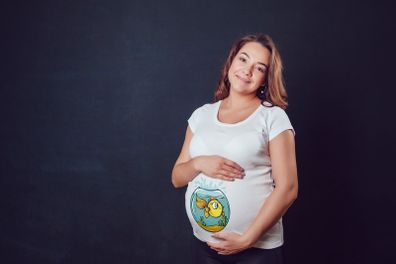 Fish bowl cute ladies T-shirt Tee Top Shirt for expecting new pregnant mom