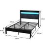 4ft6 Double Size Bed Frame with LED Lights Storage Upholstered Headboard and Charging Station, Solid Metal Platform Bed Double Size, No Box Spring Needed, Noise Free Image 7