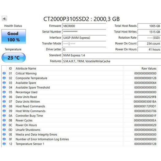 Crucial P310 2TB Pcie Gen4 Nvme SSD M.2 2230