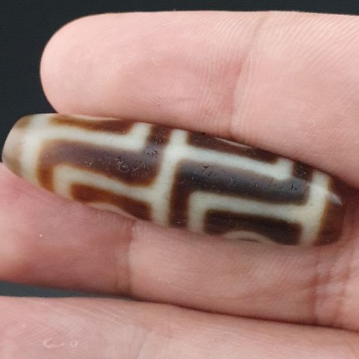 Antique Himalayan 4 Eyes Tibetan Agate Dzi Bead Amulet
