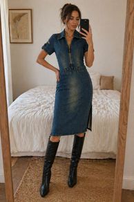 Vintage Vero Moda Army Style Denim Dress