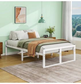 Bed Frame,Metal Bed Frame Double Bed Base with Reinforced Steel Slats
