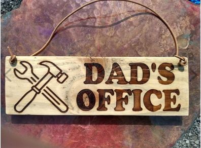 Reclaimed Recycled Rustic Wood Sign - Dads Office