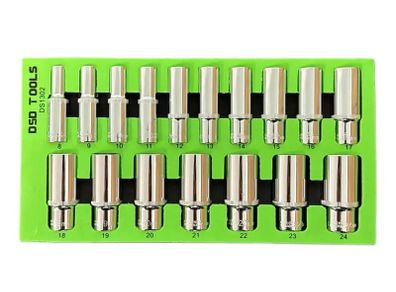 DSD Tools 17-Piece 3/8" Drive 12-Point Deep Socket Set