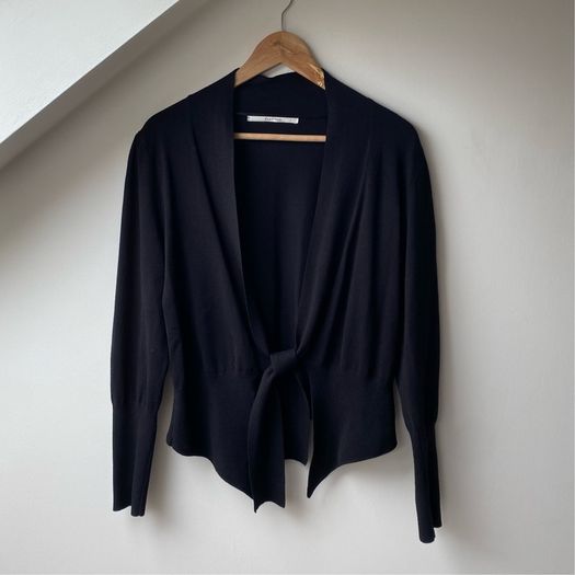Part Two Black Tie Front Knit Cardigan