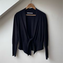 Part Two Black Tie Front Knit Cardigan