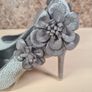 RUBY SHOO DONNA silver peeptoe stilettos with corsage Size UK 5 EU 38 High heels slip ons Image 7