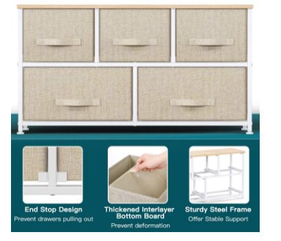 Vertical Chest of 5 Drawers Bedroom, Living Room, Nursery Room, Hallway