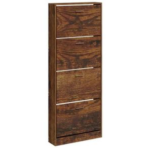 Shoe Cabinet Smoked Oak 59x17x150 cm Engineered Wood