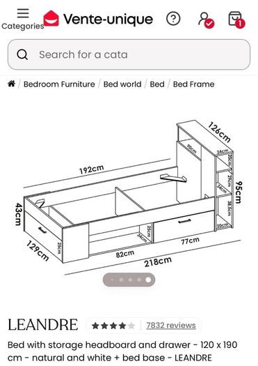 Beautiful Storage Bed (small double) 190 x 120cm)