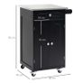Multi-storage wheeled kitchen serving cart, 1 drawer, 2-door cabinet with shelf and towel holder, MDF, black, stainless steel Image 5