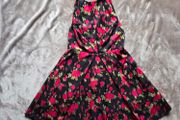 Boohoo Floral Open back halterneck mini dress, size 10