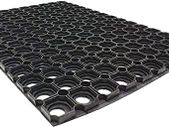 100% Rubber Door Mat 60 x 40 cm Honeycomb Ring Heavy Duty Rubber Mat Outdoor Entrance Black 40 x 60 x 1.5 cm
