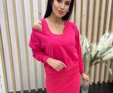 Light pink or fuchsia  set  dress and sweatshirt