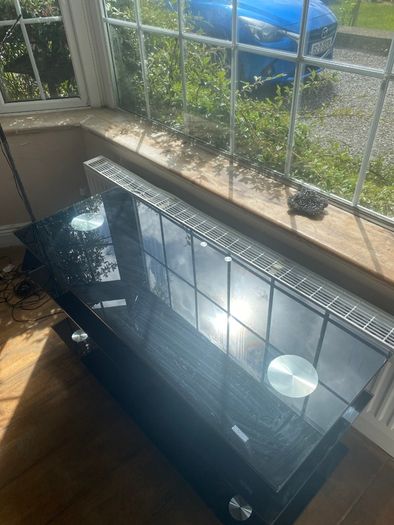 Black glass tv stand